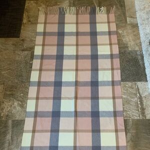 Pretty Persuasions Scarf Pink Blue Cream Plaid Soft Alpine Cottagecore Coastal